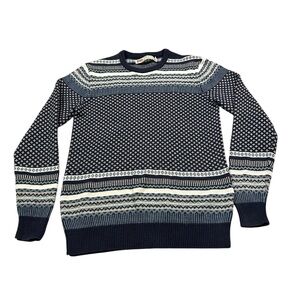 Levi's Sweater Womens Small Blue Striped Knit Wool Blend Winter‎ Geometric Taper